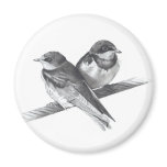 BIRDS ON WIRE: BABIES: PENCIL ARTWORK MAGNET