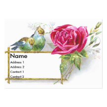 Birds & Pink Rose Victorian Trade Card Business Cards