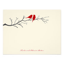 Birds Silhouettes Thank You Cards - Red - Invitations