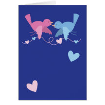 Birds with a bunting of love greeting cards
