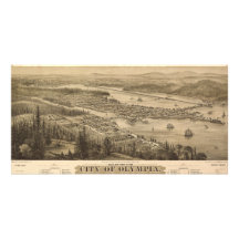 Birdseye view of Olympia, Washington (1879) Custom Photo Card