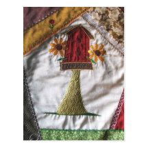 Birhouse de motif d'édredon fol carte postale