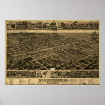 Birmingham Alabama 1885 Panoramic Map Poster