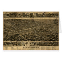 Birmingham Alabama Late 1800's Birds Eye View Greeting Card
