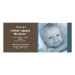 Birth Announcement - Blue and Brown Pinstripes