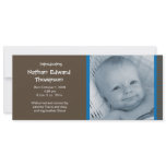 Birth Announcement - Blue and Brown Pinstripes