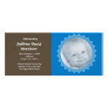 Birth Announcement - Blue and Brown ruffle frame