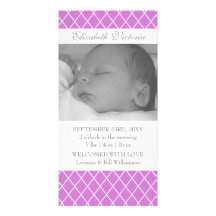 Birth Announcement Diamond Pattern Photo Card