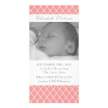 Birth Announcement Diamond Pattern Photo Card