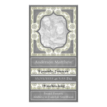 Birth Announcement Elegant Grey Tan Customized Photo Card