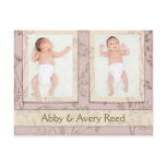 Birth Announcement for Twins - Fennel Pink Post Card