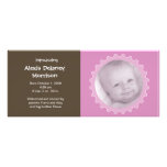 Birth Announcement - Pink and Brown ruffle frame