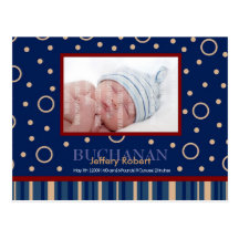 Birth Announcement Postcard :: Circles & Stripes 1