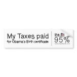Birth Certificate bumper stickers