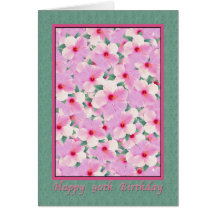 Birthday, 90th, Pink Hibiscus Flowers Card