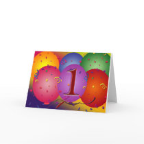 Birthday balloons for 1st birthday card