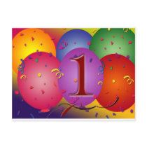 Birthday balloons for 1st birthday post card