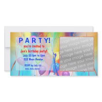 Birthday Balloons Party Invitation Custom Photo Card