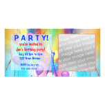 Birthday Balloons Party Invitation Custom Photo Card