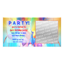 Birthday Balloons Party Invitation Custom Photo Card