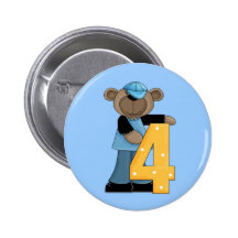 Birthday Bear 4 Pinback Buttons