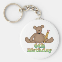 Birthday Bear 6th Birthday Gifts Keychains