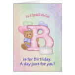 Birthday Bear Girl - Customize Greeting Card
