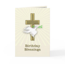 Birthday blessings with a golden cross greeting card