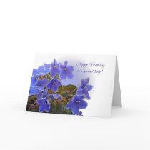 Birthday Blue African Violets Card