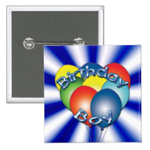 Birthday Boy Balloons Button