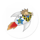 Birthday boy in a rocket stickers