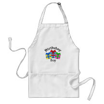Birthday boy in black with presents apron