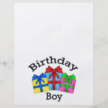 Birthday boy in black with presents flyer design