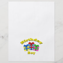 Birthday boy in yellow with presents full color flyer