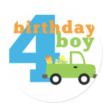 Birthday Boy Truck 4 stickers