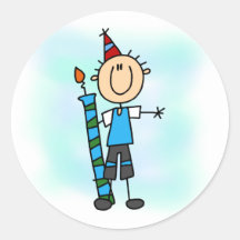 Birthday Boy With Candle T-shirts and Gifts Round Sticker