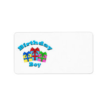 Birthday boy with presents custom address label