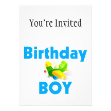 Birthday Boy With Toy Airplane Custom Announcement