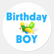 Birthday Boy With Toy Airplane Stickers
