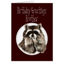 Birthday Brother Over the Hill with Cute Raccoon Greeting Card