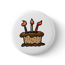 Birthday cake pinback button