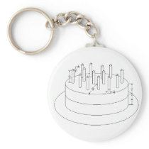 Birthday Cake - Drafted Architectural Style Keychain