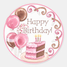 Birthday Cake Envelope Seal Round Sticker
