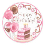 Birthday Cake Envelope Seal Round Sticker