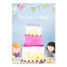 Birthday cake fun - party invite