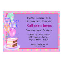 Birthday Cake Invitations