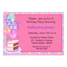 Birthday Cake Invitations