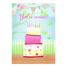 Birthday cake party invites