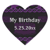 Birthday Cake Rock Star In Purple My Birthday Heart Stickers