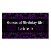 Birthday Cake Rock Star In Purple Table Business Card